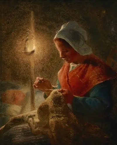 Woman Sewing by Lamplight Jean-Francois Millet